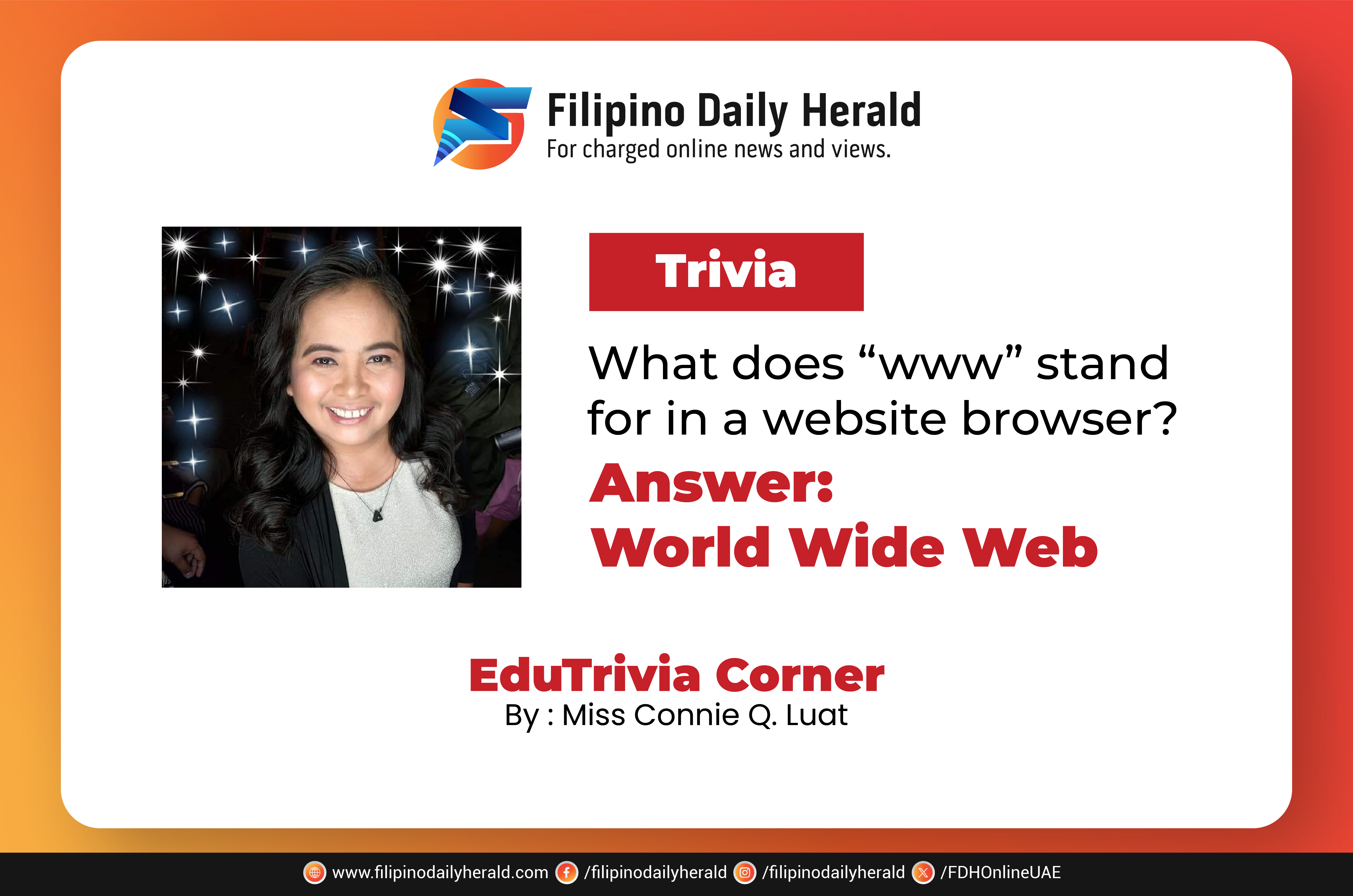 What does “www” stand for in a website browser?