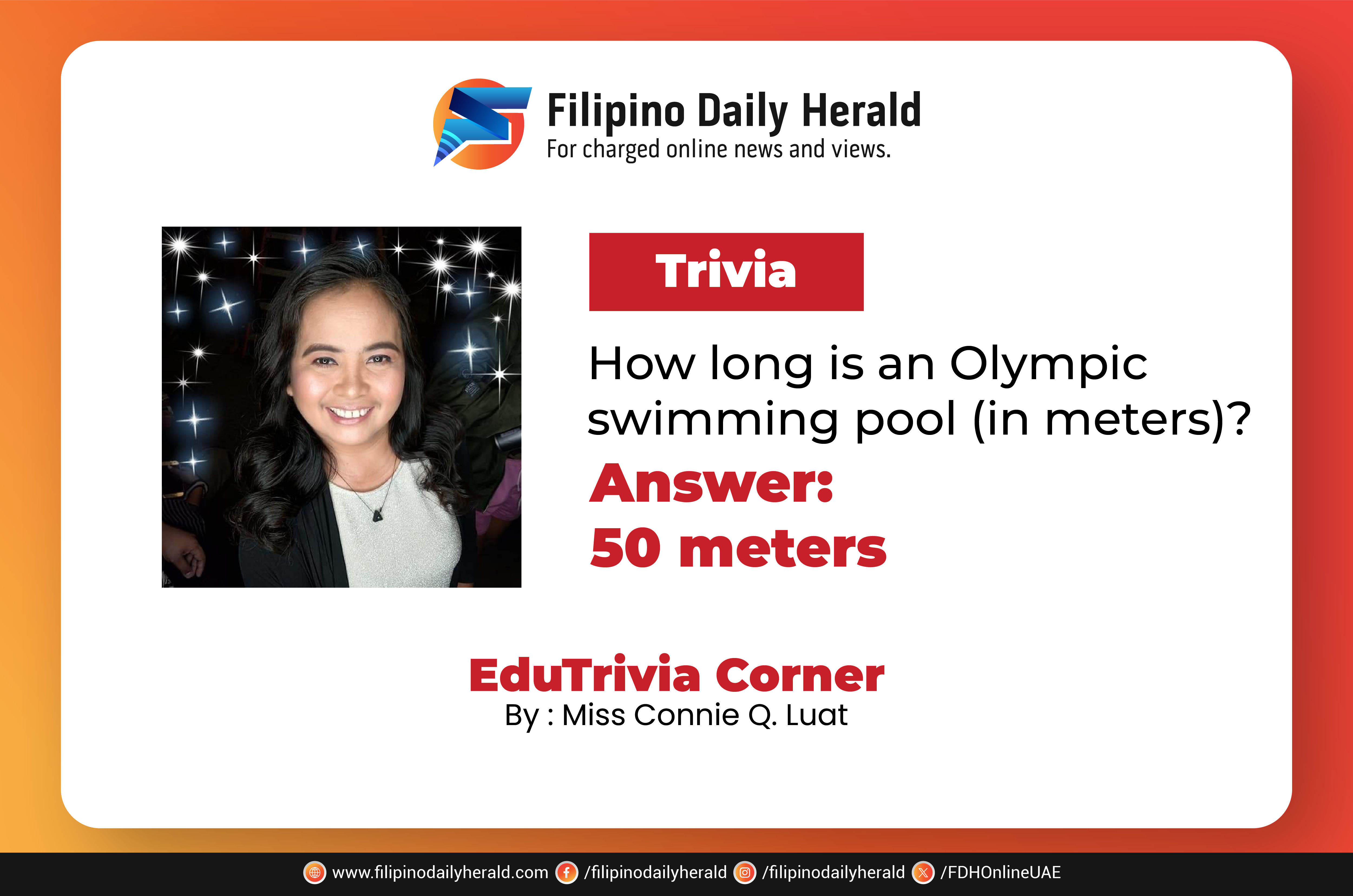 How long is an Olympic swimming pool (in meters)?