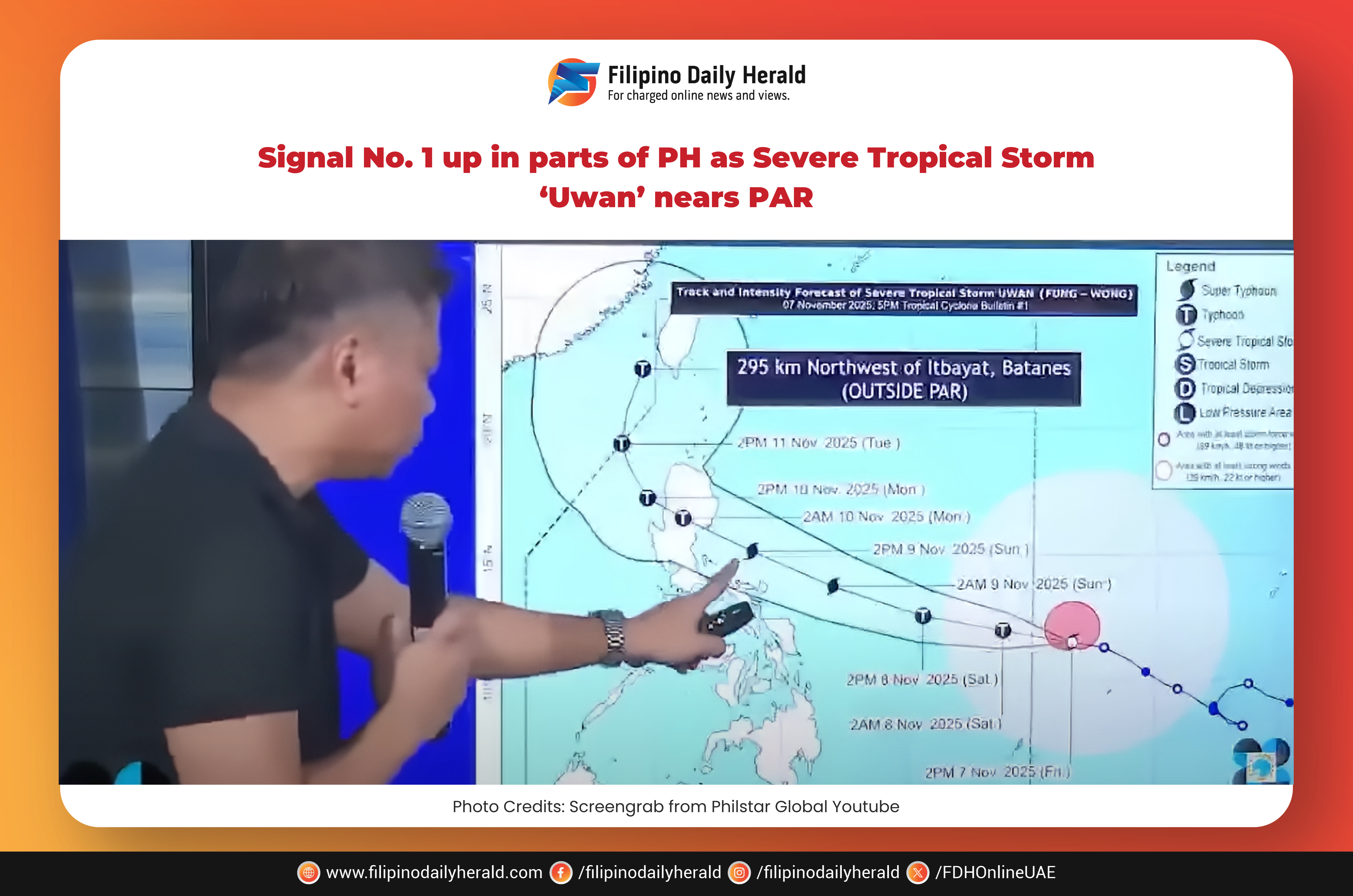 Signal No. 1 up in parts of PH as Severe Tropical Storm ‘Uwan’ nears PAR