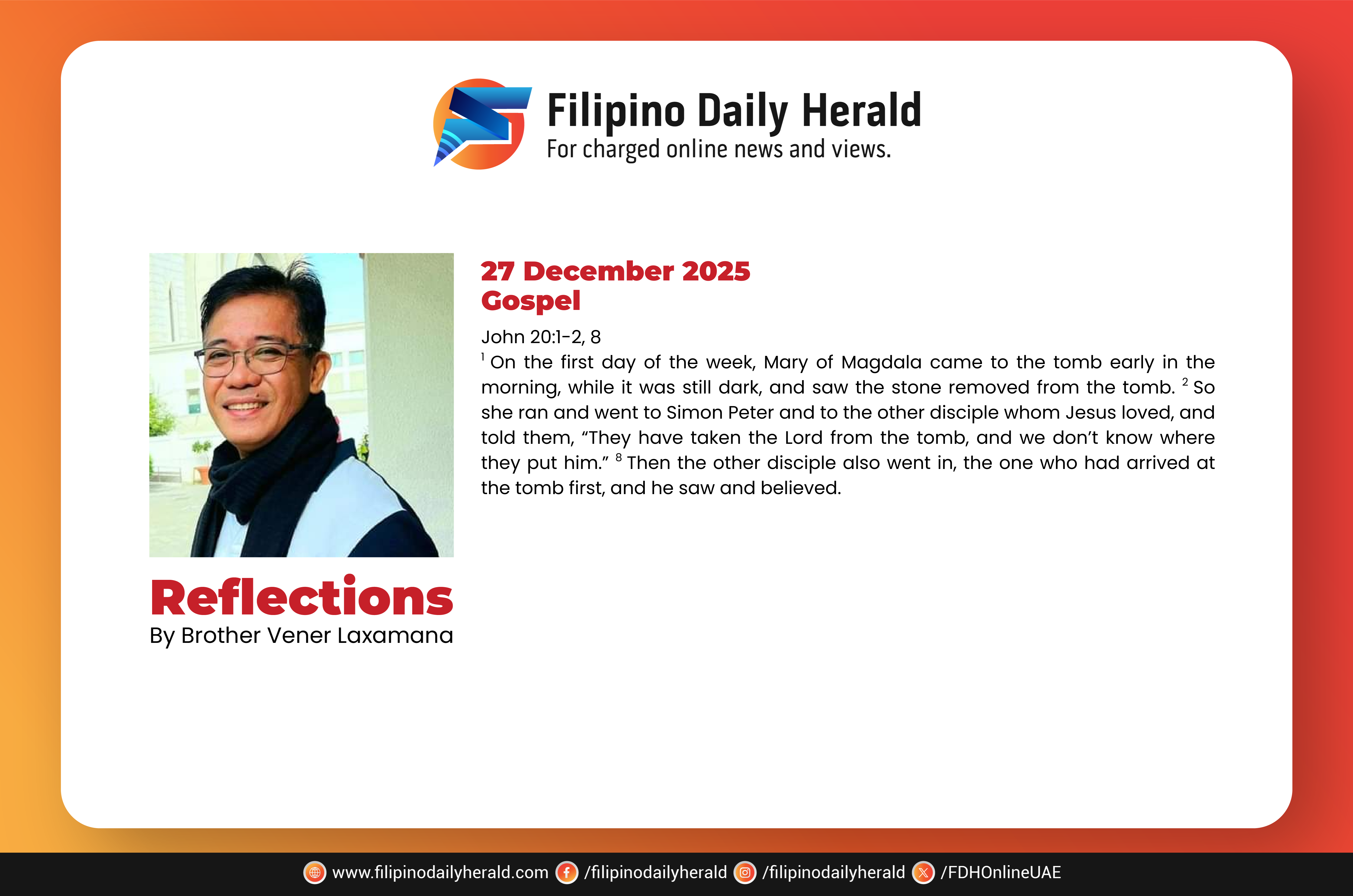 Reflections by Bro. Vener Laxamana